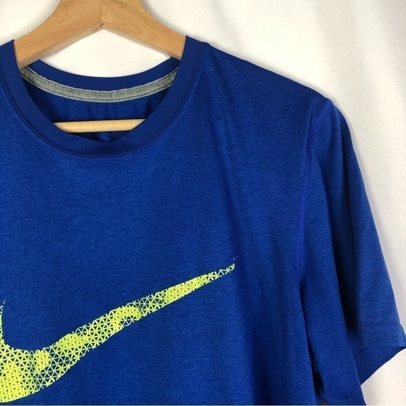 Nike Royal Blue Green Swoosh Logo Crewneck Short Sleeve Athletic Tee M - Picture 3 of 3